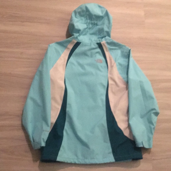 Girls The North Face Rain Hoodie Jacket XL 18 Blue - Picture 5 of 5